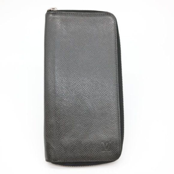 LOUIS VUITTON Taiga Vertical Zippy Wallet Round Long Ardoise Black Men's M30503 - Picture 1 of 10